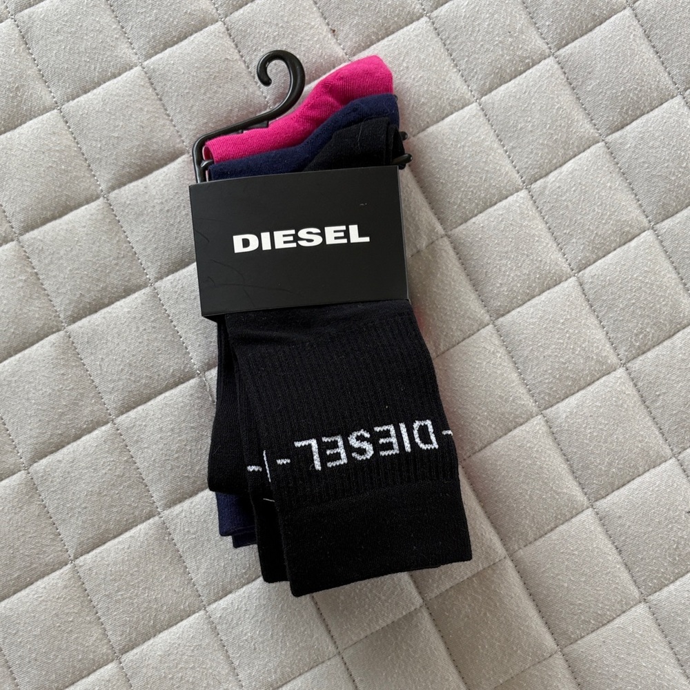 Diesel Unisex Black, Pink, and Blue Socks Trio